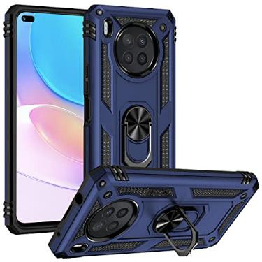 Imagem de Elubugod Capa para Huawei Nova 8i, capa para Honor 50 Lite NTN-L22D, capa magnética para suporte de carro para Huawei Nova 8i NEN-L22F NEN-LX1 capa azul