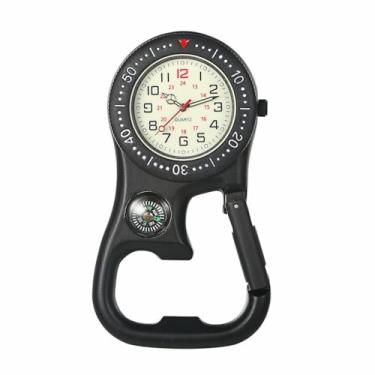 Imagem de CHICHIYANG Relógio de quartzo mosquetão, relógio com cinto de mochila para várias atividades ao ar livre, caminhadas, acampamento e escalada