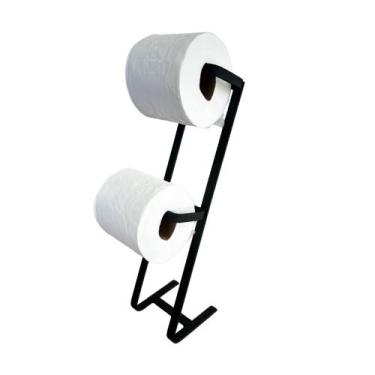 Imagem de Suporte Porta Papel Higiênico De Chão Duplo Preto Fosco - Decor'Art Me