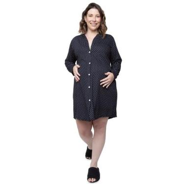 Imagem de Camisetão Curto Linda Gestante Pós Cirurgia Manga Longa e Amamentação 