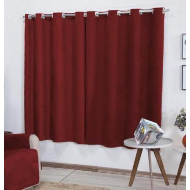 Imagem de Cortina Camurça Suede 2,70m P/Varão 2m Vermelha SemiBlackout - Enxovai
