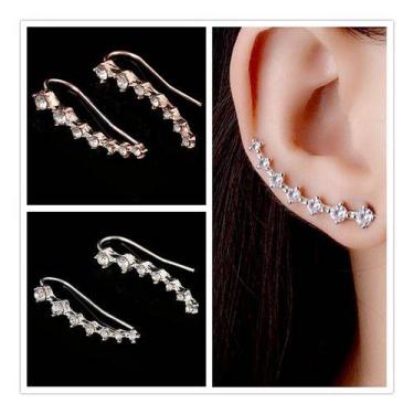 Imagem de Brinco Festa Feminino Delicado Pérola Ear Cuff Strass O Par - anjo da 