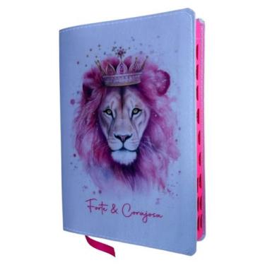 Imagem de Bíblia Pequena Ntlh leão rosa forte e corajosa com indice - CENTRAL