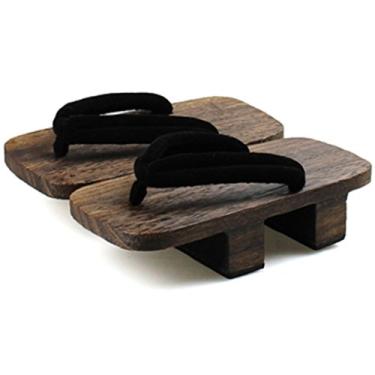 Imagem de ShonanH Sandálias japonesas tradicionais geta tamancos de madeira, Preto/marrom escuro, 10.5-11.5