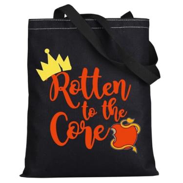 Imagem de WZMPA Sacola de lona Descendants Mal Evie Fans Gift Rotten To The Core Bolsa de ombro Evil Queen Merchdise, Rotten & core Tote-bl, Large
