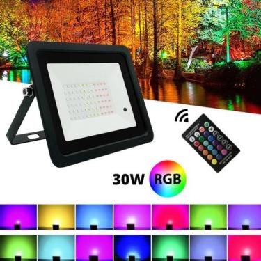 Imagem de Refletor 30W LED SMD Slim Mini Holofote RGB Colorido IP67 Bivolt - LED