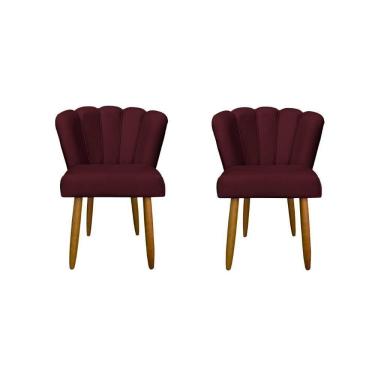 Imagem de Kit Cadeiras Flor Para Quarto Penteadeira Balaqui Decor Bordo