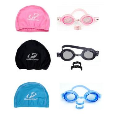 Imagem de Kit Natação Infantil Óculos Focus Júnior e Touca Spandex Hammerhead, Ú