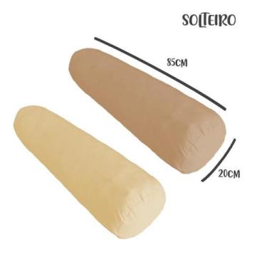 Imagem de Kit 02 Capas para Rolo de Cabeceira Solteiro 85x20cm Nude e Cru Arruma