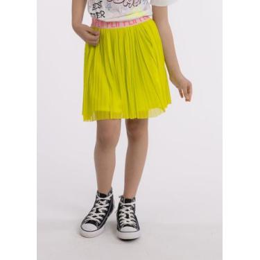 Imagem de Saia de Tule Plissada Verde Lima Com Elástico de Brilho Personalizado 