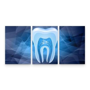 Imagem de Quadro Odontologia Dentista Dente Estilizado Azul - Loja Wall Frame
