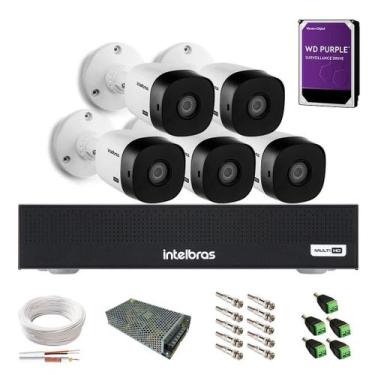 Imagem de Kit 5 Câmeras de Segurança Intelbras 720p 20mts Dvr 8 Canais, Com HD I