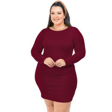 Imagem de Vestido Curto Manga Longa Ponto Roma - Sig Estilo, 46/48, Vermelho esc