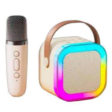 Imagem de Caixa Som Karaokê Infantil Bluetooth Microfone Sem Fio Led - Bellator