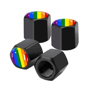 Imagem de Pacote com 4 tampas de haste de válvula de pneu, tampas de haste de roda de carro, tampas de válvula de ar de alumínio, ajuste universal para carros, SUVs, caminhões, bicicletas e motocicletas