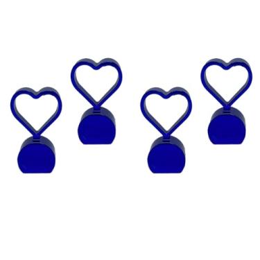 Imagem de idain 4 peças de alumínio em forma de coração capas de haste de pneu de roda ajuste universal carros, SUVs, bicicletas e bicicletas, caminhões, motocicletas (D-azul)