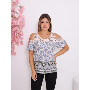 Imagem de Blusa Feminina Ombro a Ombro Ciganinha Com Alça em Renda Premium - Azu