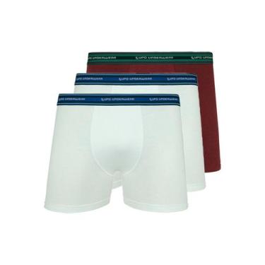 Imagem de Kit com 3 Cuecas Boxer Lupo 523-003 Colorido, Vinho, M