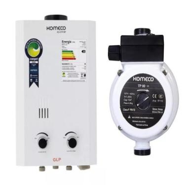 Imagem de Kit Aquecedor A Gás Glp Slim Ko 07m Bp Branco + Bomba TP80 - Komeco