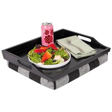 Imagem de ROSSIE HOME Bandeja de cama de madeira com almofada removível, bandeja de servir - Buffalo Check - serve para laptops de até 15,6 polegadas - Estilo nº 76108