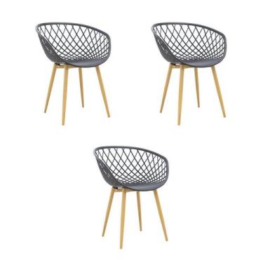 Imagem de Kit 3 Cadeiras Jantar Clarice Preta Polipropileno Rivatti