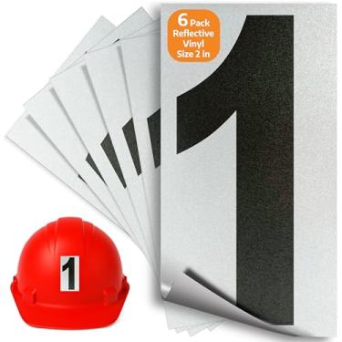 Imagem de iSYFIX Adesivos de vinil preto número 1 (um) – Pacote com 6 5 cm – Adesivo premium, fundo reflexivo, pré-espaçados para caixa de correio, placas, janela, porta, carro, caminhões, casa, negócios, endereço, interior e exterior