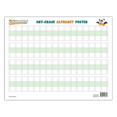 Imagem de Channie's Quadro de pôster visual dois lados grande apagável a seco alfabeto e números, uso em sala de aula e escola em casa; tamanho 56 x 43 cm, idades a partir de 3 anos, PreK – 2º