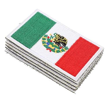Imagem de DIYEAH 15 peças de ferro bordado de pano: remendos DIY mini bola de futebol bandeira mexicana emblema bandeira nacional costurar em aplique de uniforme bandeiras de futebol do México fio de poliéster
