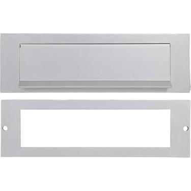 Imagem de SKANDH Alumínio Prata Tamanho Externo 25,4 cm X 7,6 cm Tamanho Interno 7-7/20.3 cm X 5.1 cm Gravity Letter Plate Mail com Slot de Placa Traseira para Porta da Frente
