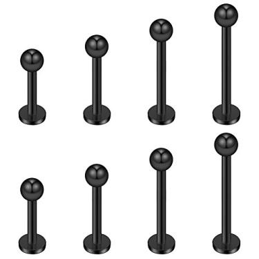 Imagem de Ruifan 4prs (8 peças) 16G 316L Aço inoxidável 3 mm Bola Labret Monroe Lip Tragus Helix Brinco Anel Barra Corpo Piercing Joia Kit Comprimento da barra 6 mm/8 mm/10 mm/12 mm