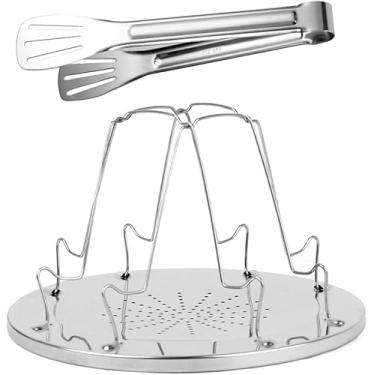 Imagem de Torradeira de acampamento portátil com 4 fatias – inclui clipe de pão de churrasco – Rack de torradeira para fogão de acampamento para assar em ambientes internos e acampamentos ao ar livre