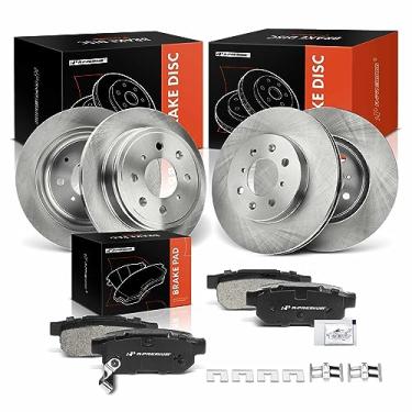 Imagem de A-Premium Rotores de freio a disco sólido dianteiro e traseiro + kit de pastilhas de cerâmica compatível com modelos selecionados Honda - Civic 1999-2000, L4 1,6L, Coupe, conjunto de 12 peças