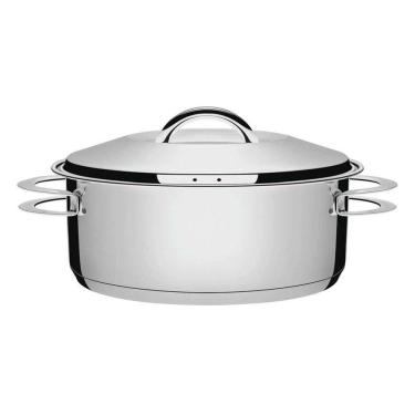 Imagem de Caçarola Tramontina Solar Rasa em Aço Inox Fundo Triplo com Tampa e Alças 28 cm 7,1 L Tramontina