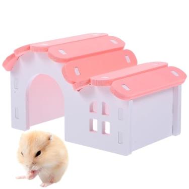 Imagem de POPETPOP Linda casa de hamster, esconderijo de porquinho-da-índia rosa, habitats engraçados de hamster para chinchila, porquinho-da-índia, ouriço, gerbil, brincar e se esconder
