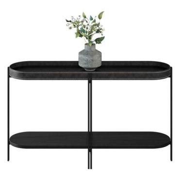 Imagem de Aparador Para Sala Com Tampo Arredondado Mônica Preto - LINEA BRASIL