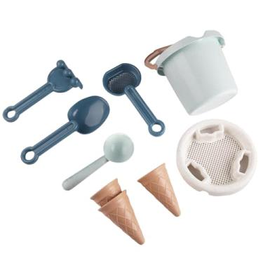 Imagem de simhoa 9 peças de brinquedos de praia para crianças, itens essenciais para viagem, balde de areia e pá para banho, banheira, aniversário e jardim