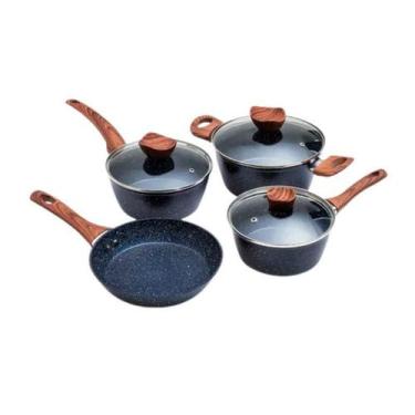 Imagem de Conjunto De Panelas Preta Antiaderente Tampa De Vidro 4 Pçs - Thika