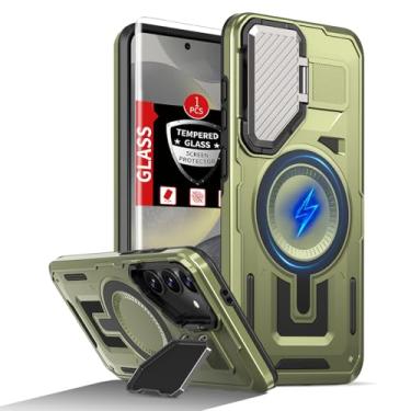 Imagem de FRLMOOES Capa para Samsung Galaxy S24 Plus compatível com carregamento MagSafe magnético sem fio, com suporte para capa de câmera, com protetor de tela, proteção resistente à prova de choque para S24+