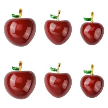 Imagem de UR URLIFEHALL 6 peças, 3 estilos, pingentes esmaltados de latão maçã vermelha, banhado a ouro 18 K, pingentes de frutas 3D para brincos, colar, pulseira, fabricação de joias