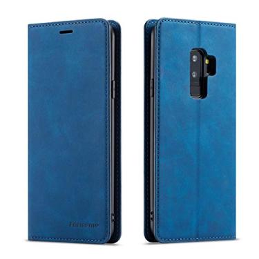 Imagem de EYZUTAK Capa flip de couro PU premium para Samsung Galaxy S9, capa protetora com compartimento para cartão, fecho magnético à prova de choque, capa carteira para Samsung Galaxy S9 - azul