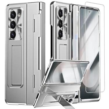 Imagem de YQODSZ Capa para Samsung Galaxy Z Fold 6 com proteção de dobradiça plana, capa para celular Fold6 com protetor de tela de suporte, resistente a arranhões, capa protetora para Z Fold 6 prata