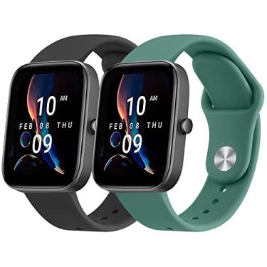 Imagem de Pacote com 2 pulseiras para Amazfit Bip 3 / Bip 3 Pro / Bip U Pro / Bip / Bip Lite / Bip S / Bip S lite / Bip U, pulseira de substituição esportiva de silicone macio de liberação rápida de 20 mm para