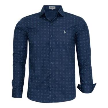 Imagem de Camisa Social Estampada Manga Longa Amil Comfort Não Amassa 1807, Cor 