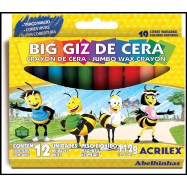 Imagem de Giz De Cera Jumbo 12 Cores Big Giz 112G - ACRILEX
