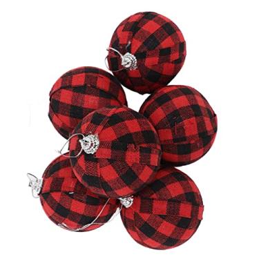 Imagem de Tnfeeon Decorações de Natal de 70 -mm, Bolas de árvore de Natal Decorativas, Cultura Residencial Versátil, 6 6º Pacote (Verificação vermelha e preta)