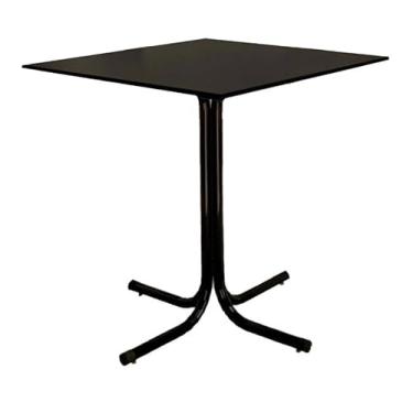 Imagem de Mesa de Jantar Quadrada 70cm Preta Tampo Madeira Preto