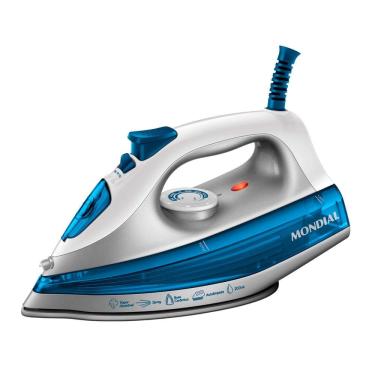 Imagem de Ferro de Passar Roupa a Vapor Mondial FVN-01-BL 1200W Branco e Azul - 127V