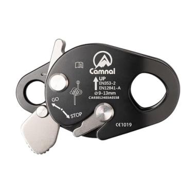 Imagem de Profissional Rope Grab Montanhismo Escalada Dispositivo Sturdy Aviation Aluminium Survival Tool para Escalada Outdoor Development Trabalho Aéreo (Preto)