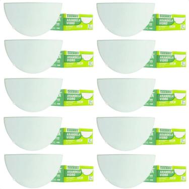 Imagem de Kit 10 Arandelas Taschibra Jurerê Vidro Meia Lua E27 Bivolt