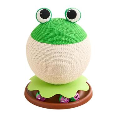 Imagem de FJMQHU Arranhador de Sisal Natural para Gatos com Bola de Brinquedo E Base Pesada para Uma Experiência de Brincadeira Segura, Sapo